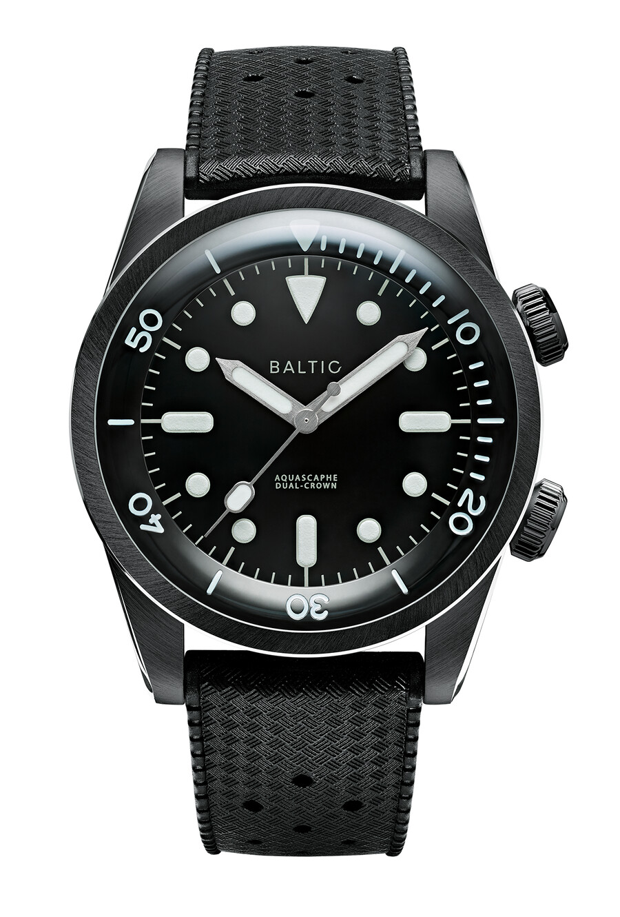 aquascaphe doble corona pvd negro - baltic watches